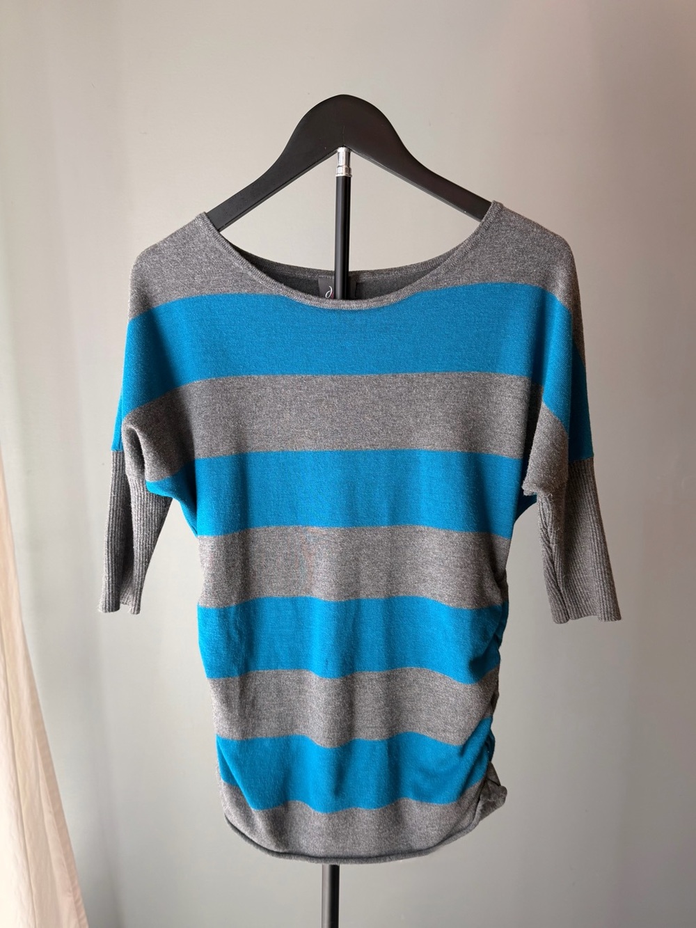 Dots Vintage Y2K Women's Medium Striped Sweater Shirt Retro Blue Gray Casual Tee - Picture 6 of 12